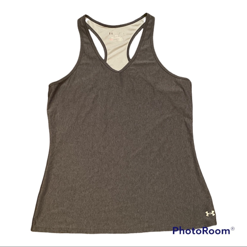 UNDER ARMOUR Ladies Gray HeatGear Athletic Workout Top Size Large